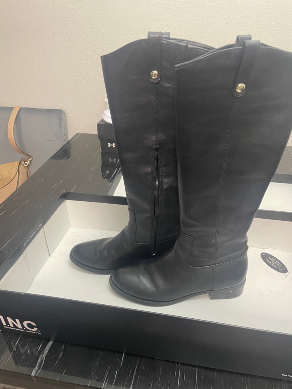 INC International Concepts Black Knee-High Riding Boots